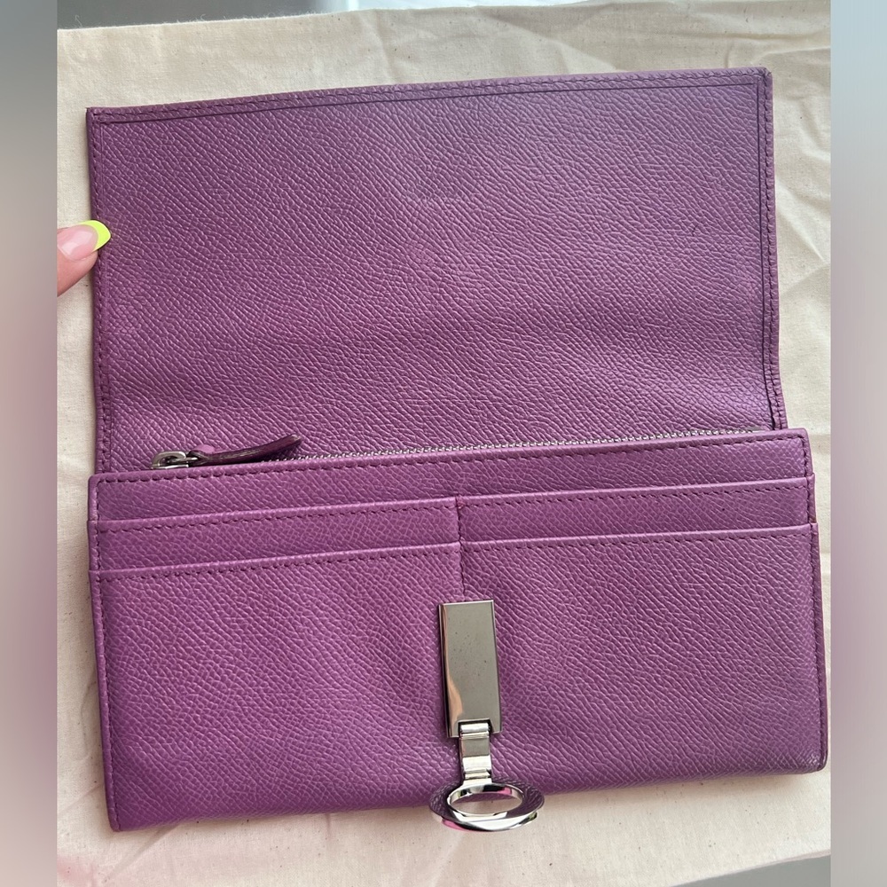 BVLGARI Bulgari Purple Lavender Saffiano Leather Continental Card Coin Wallet - Picture 2 of 16